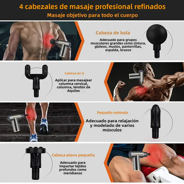 Pistola de Masaje Profesional/ 4 cabezales  - Imagen 3