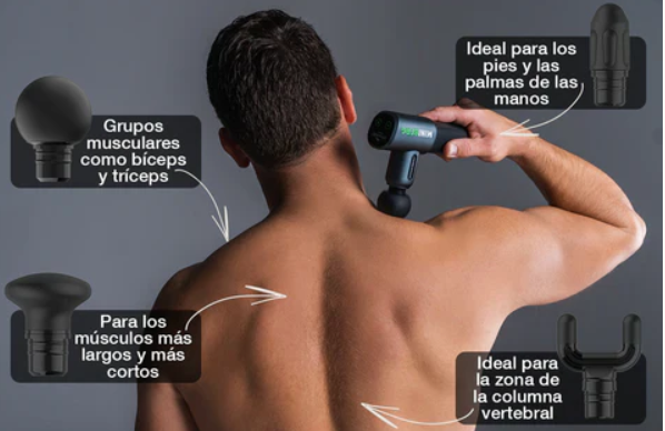 Pistola de Masaje Profesional/ 4 cabezales