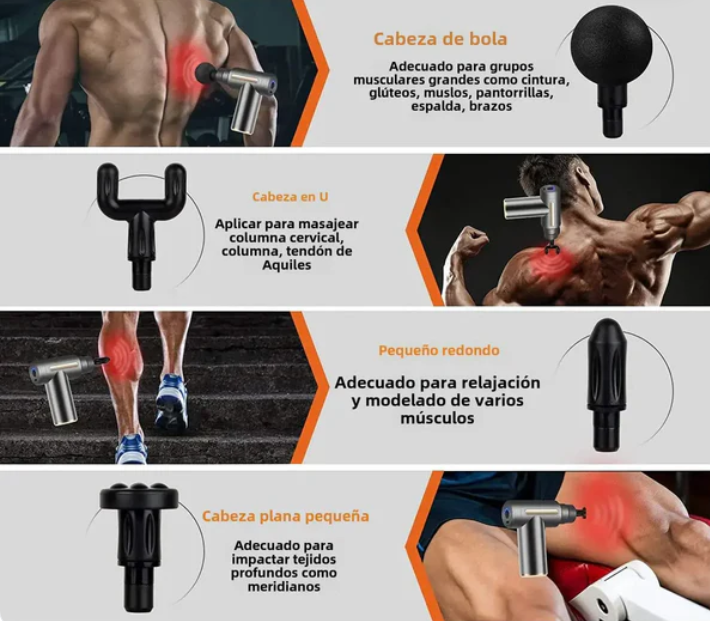 Pistola de Masaje Profesional/ 4 cabezales